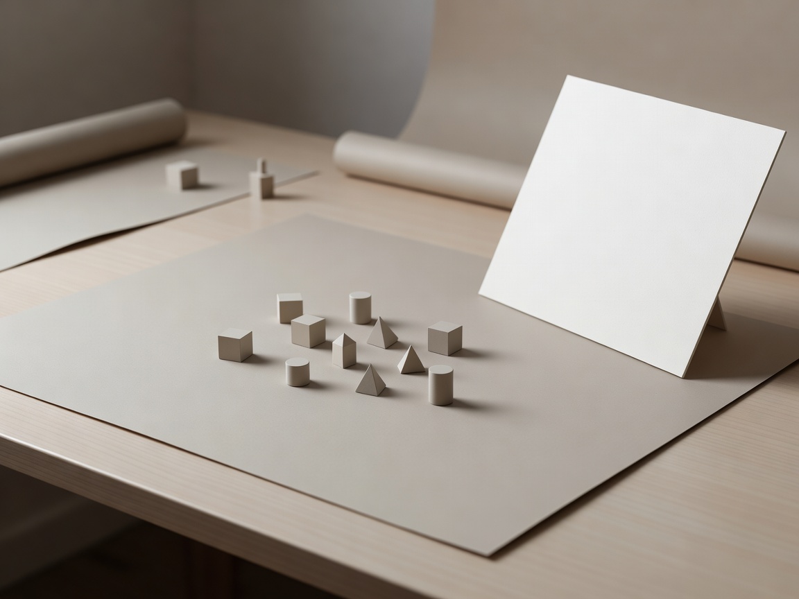 Compact tabletop photography workspace with matte paper, generic game pieces and a white reflector